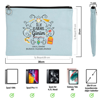 Karne Günü Özel Portföy Çanta – Açık Mavi 30×21 cm (Astarlı, Özelleştirilebilir)