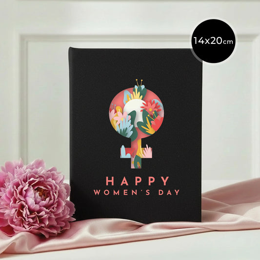 14x20 cm Siyah Kanvas Defter - Kadınlar Günü Hediyesi
