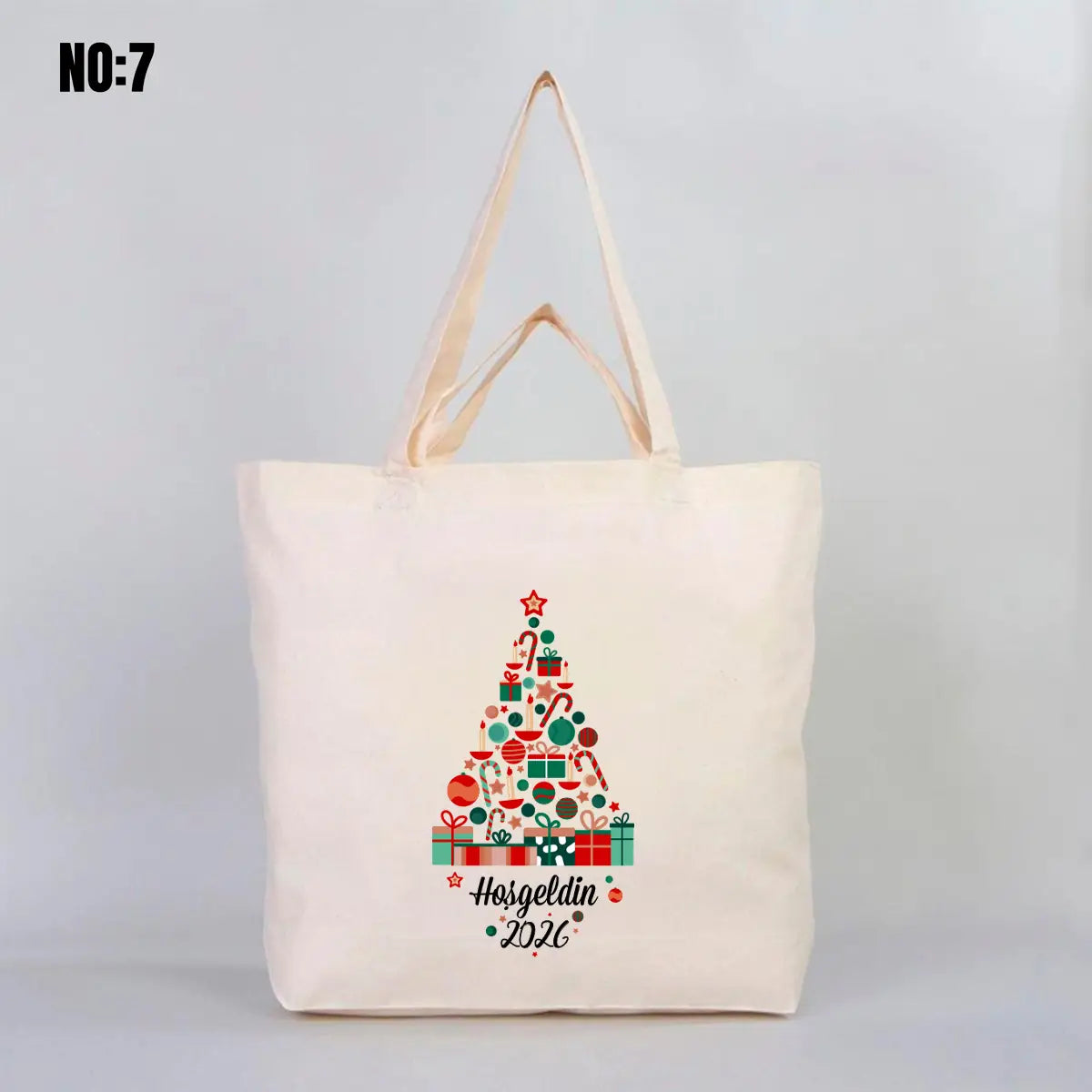 Bez Alışveriş Çantası 48x41x10cm Yılbaşı Baskılı (Özelleştirilebilir)