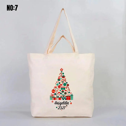 Bez Alışveriş Çantası 48x41x10cm Yılbaşı Baskılı (Özelleştirilebilir) - görsel 7