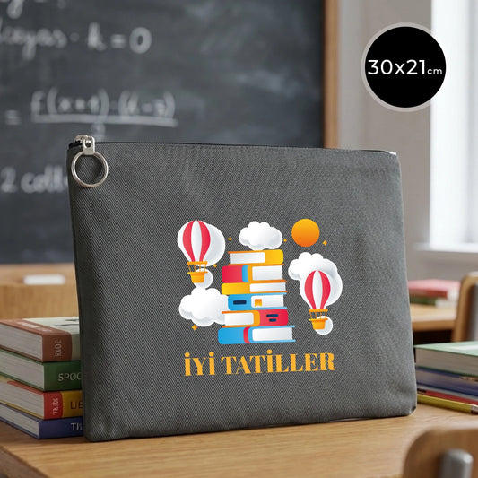 Karne Günü Özel Portföy Çanta – Antrasit 30×21 cm (Astarlı, Özelleştirilebilir)