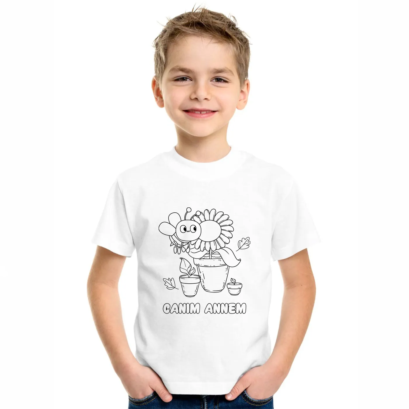 Boyanabilir Promosyon Tişört Canım Annem - Arı