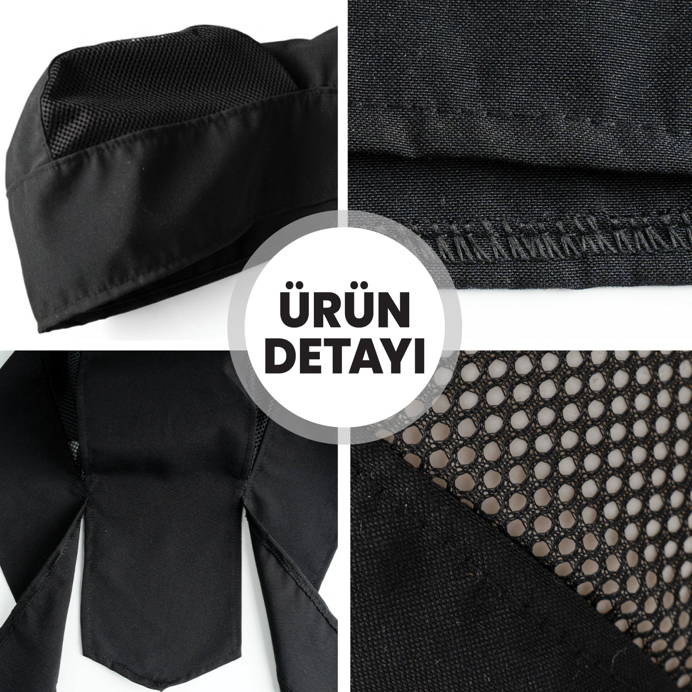 Premium Unisex Fileli Siyah Aşçı Bonesi