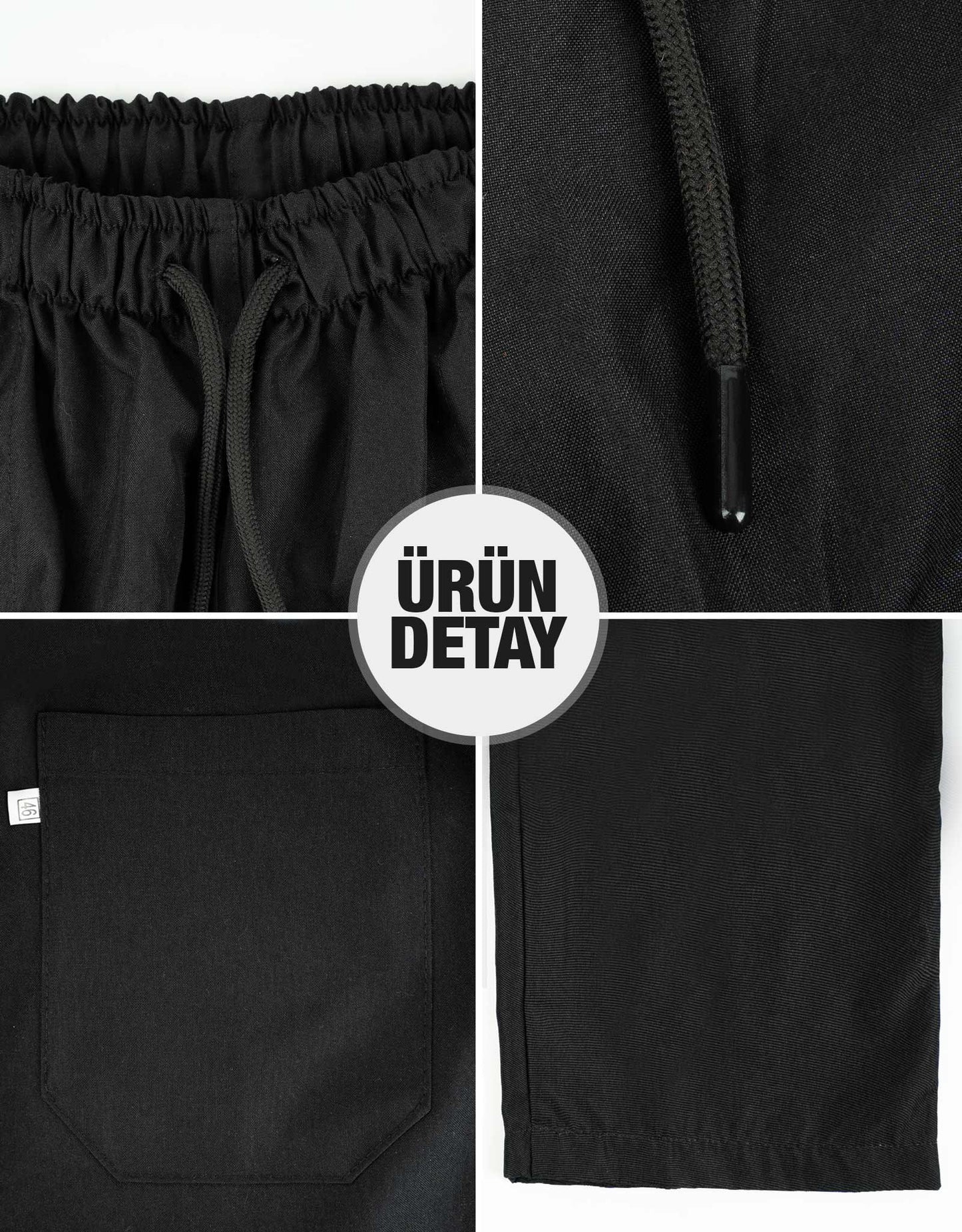 Rahat İş / Aşçı / İmalat Lastikli Pantolon - Siyah