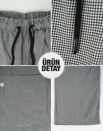 Rahat İş / Aşçı / İmalat Lastikli Pötikare Pantolon - Siyah