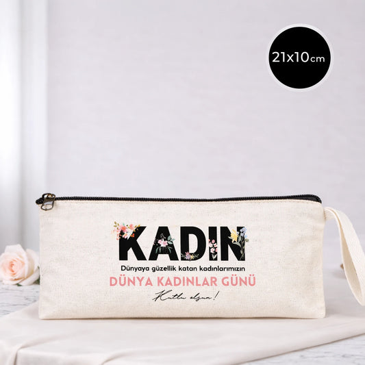 Bez Kalemlik Çanta 21x10 cm Kadınlar Gününe Özel