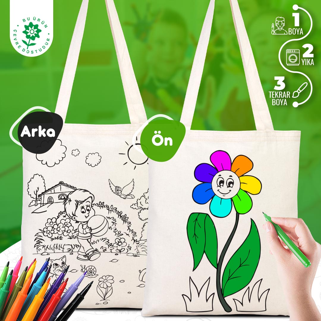 Bammerz Hambez 35x40 cm Ayçiçek - Çocuk Boyama Çanta