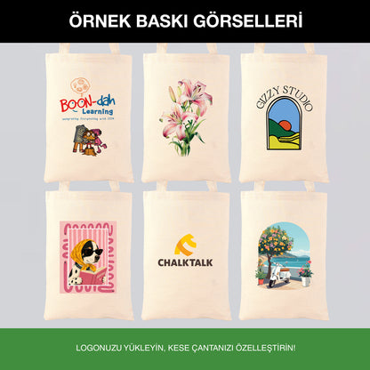 Gabardin Bez Çanta Uzun Kulp 25x35 cm (Özelleştirilebilir)