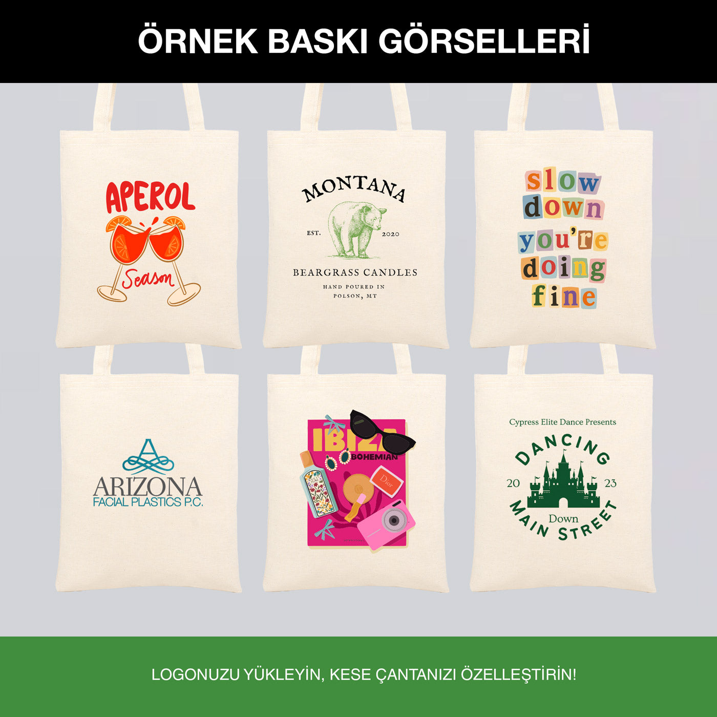 Gabardin Bez Çanta Kısa Kulp 30x35 cm (Özelleştirilebilir)