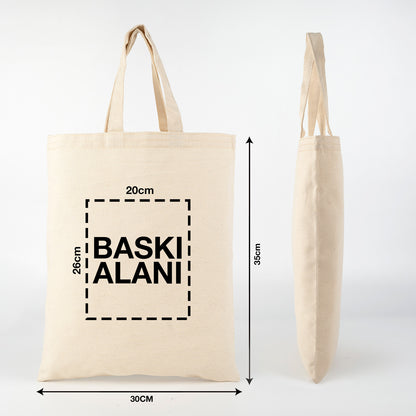 Gabardin Bez Çanta Kısa Kulp 30x35 cm (Özelleştirilebilir)