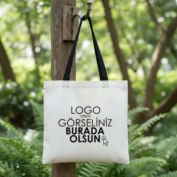 Gabardin Bez Çanta Siyah Kulp 40x35cm  (Özelleştirilebilir)