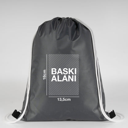 Su geçirmez antrasit büzgülü çanta, dayanıklı imperteks kumaş ve estetik görünüm.