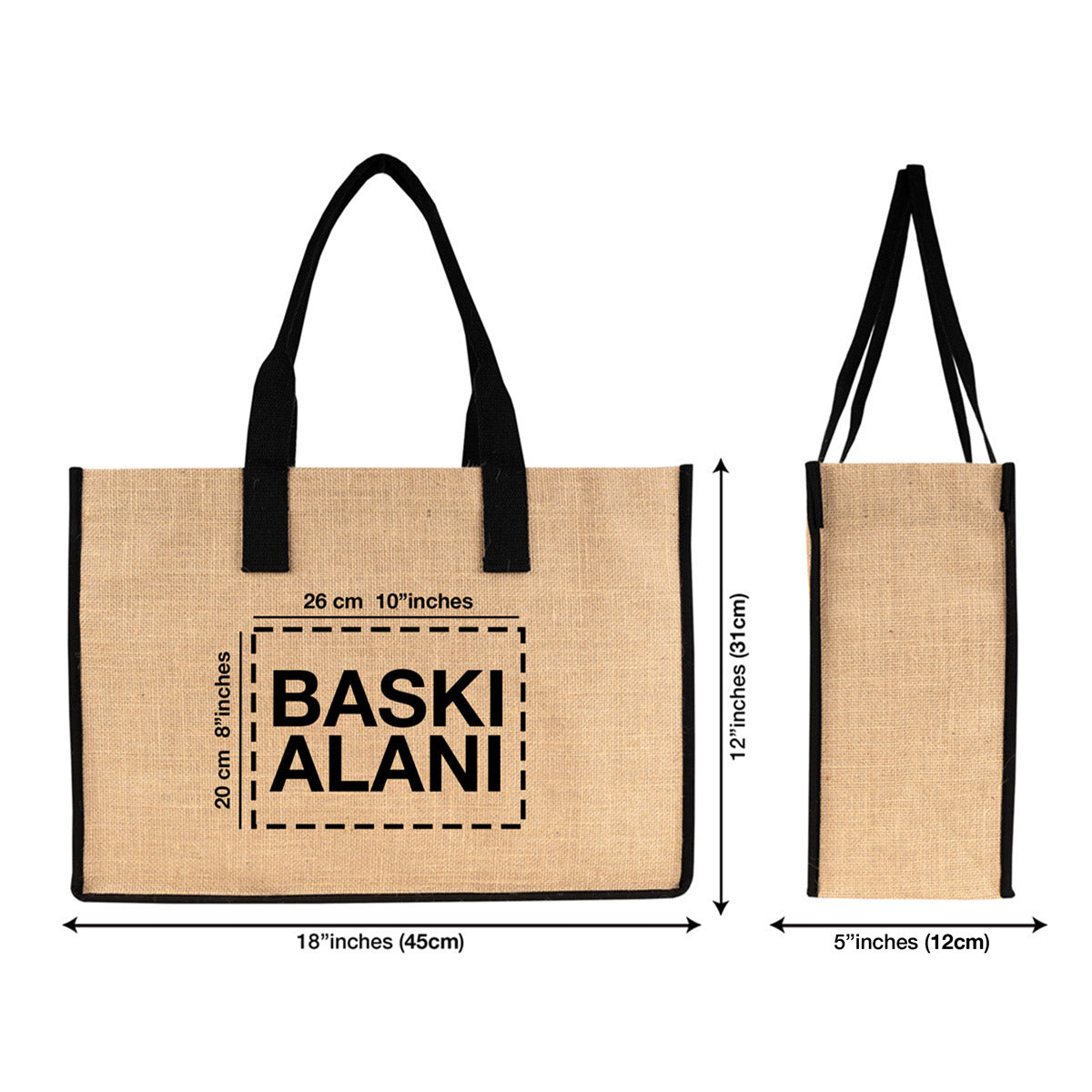 Large Jüt Çanta – Tam Körüklü, Geniş ve Dayanıklı 45x31x12 cm (Özelleştirilebilir) - Yatay