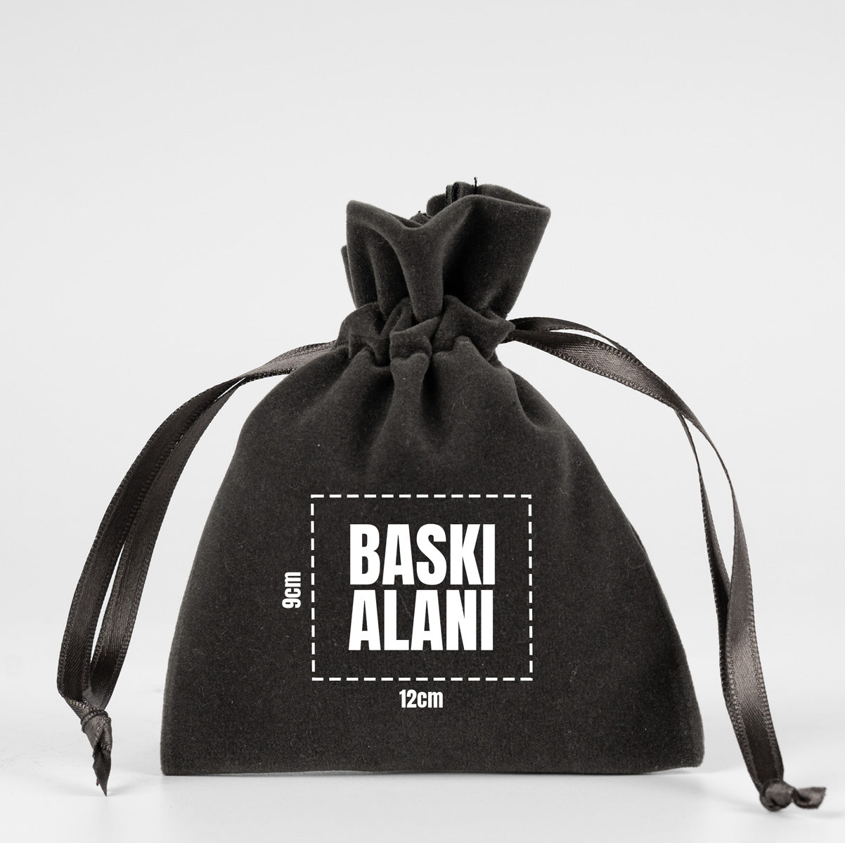 Kadife Gül Kese 10x13 cm - Antrasit (Özelleştirilebilir)