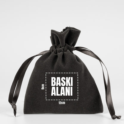 Kadife Gül Kese 10x13 cm - Antrasit (Özelleştirilebilir)