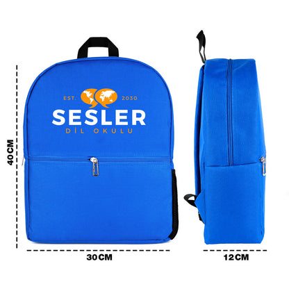 Okul Öğrenci Çanta Seti Sırt Çantası Beslenme Çantası Kalemlik Mavi (Özelleştirilebilir)