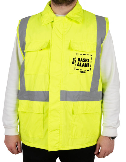 Kapitoneli Reflektörlü Yelek | Sarı (Özelleştirilebilir)