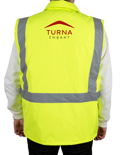 Kapitoneli Reflektörlü Yelek | Sarı (Özelleştirilebilir)