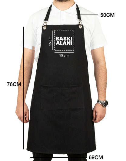 MasterChef Siyah Denim Kumaş Mutfak Önlüğü (Özelleştirilebilir)
