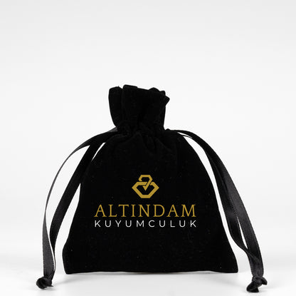 Kadife Gül Kese 10x13 cm - Siyah (Özelleştirilebilir)