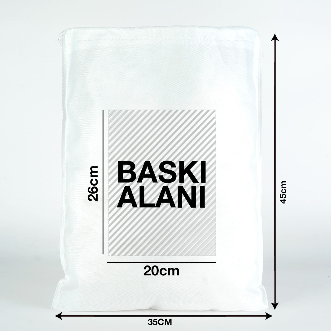 Ultrasonik Tela Kese - Beyaz - 35x45 cm - Ayakkabı Ve Çamaşır Torbası - 500 Adet, Tek Renk Logo Baskılı