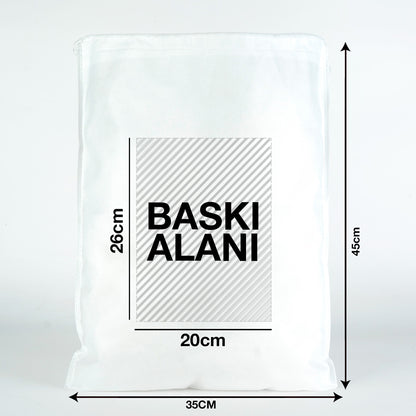Ultrasonik Tela Kese - Beyaz - 35x45 cm - Ayakkabı Ve Çamaşır Torbası - 500 Adet, Tek Renk Logo Baskılı