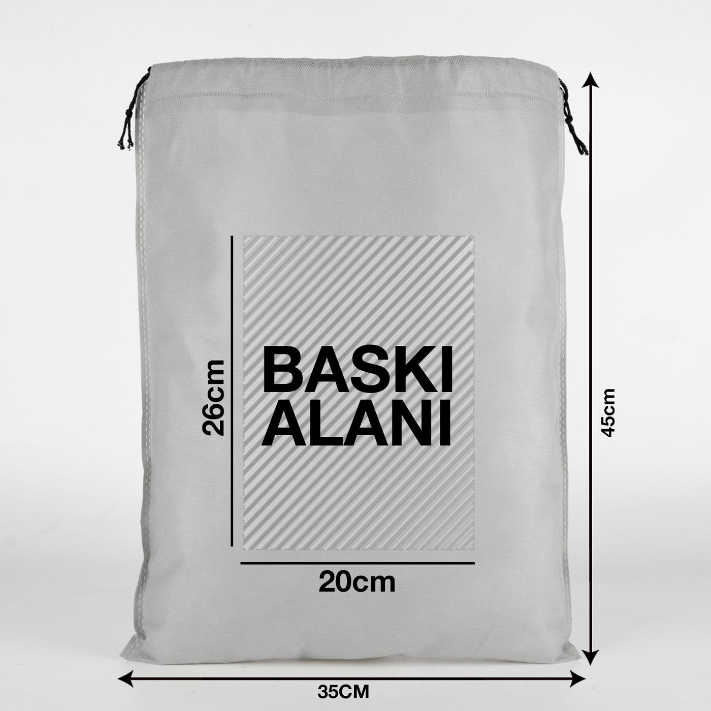 Ultrasonik Gri Tela Kese 35x45 cm – Tek Renk Logo Baskılı – 500 Adet