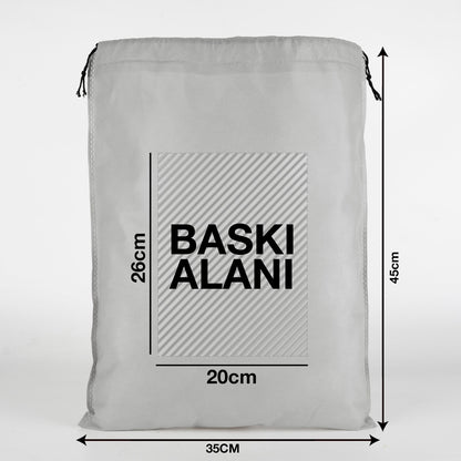 Ultrasonik Gri Tela Kese 35x45 cm – Tek Renk Logo Baskılı – 500 Adet