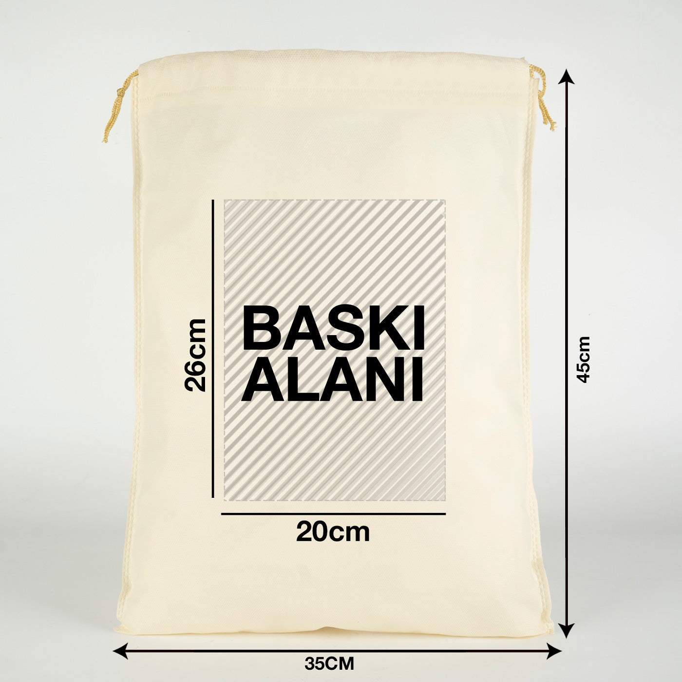 Ultrasonik Tela Kese Krem 35x45 cm – Tek Renk Logo Baskılı – 500 Adet