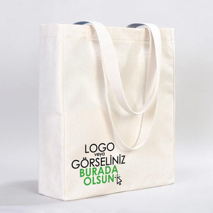 Tam Körüklü Kanvas Çanta - 35x40x10 cm - Örgü Kulp (Özelleştirilebilir)