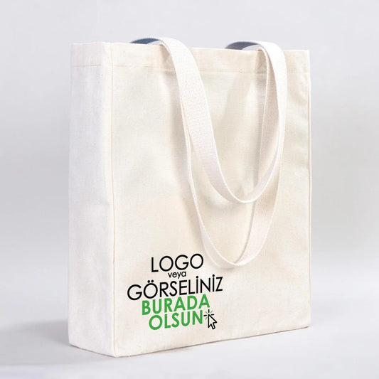 Tam Körüklü Kanvas Çanta - 35x40x10 cm - Örgü Kulp (Özelleştirilebilir)