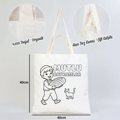 Boyanabilir 40x40 Ham Bez Model Günlük Hediyelik Kullanım - Bayram Çantası