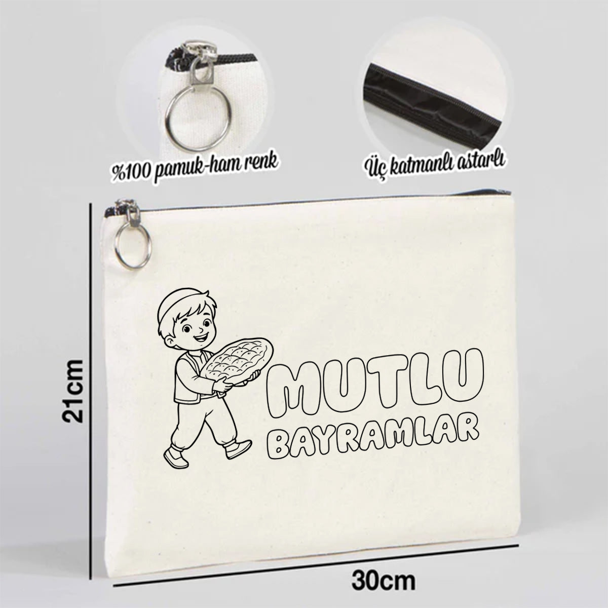 Boyanabilir 30x21 cm Ham Renk Portföy Çanta - Bayram Çantası