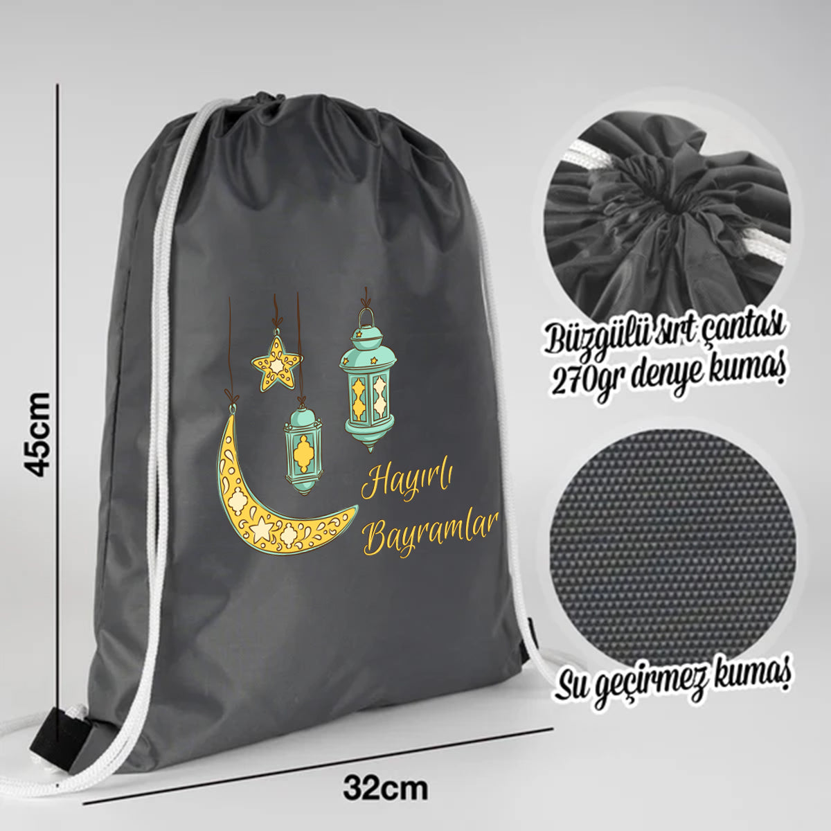 32x45 cm Antrasit İmperteks Sırt Çantası - Bayram Çantam