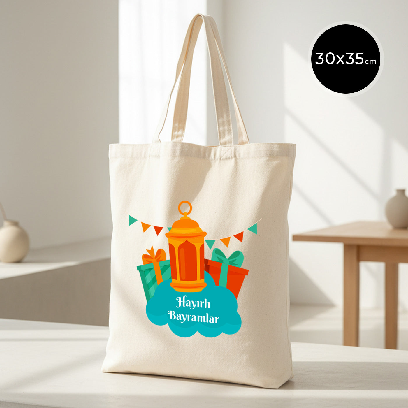 30x35 cm Ham Bez Çanta Kısa Kulp - Bayram Çantası