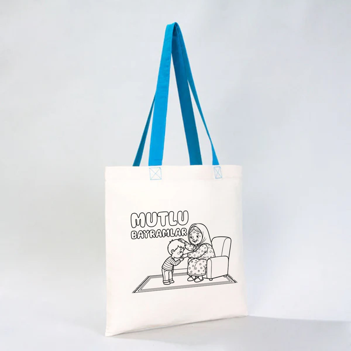 Boyanabilir 40x35 cm Gabardin Turkuaz Kulp Çanta - Bayram Çantası