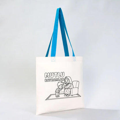 Boyanabilir 40x35 cm Gabardin Turkuaz Kulp Çanta - Bayram Çantası