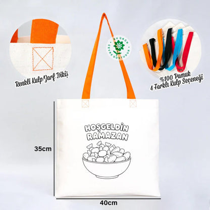 Boyanabilir 40x35 cm Gabardin Turuncu Kulp Çanta - Bayram Çantası