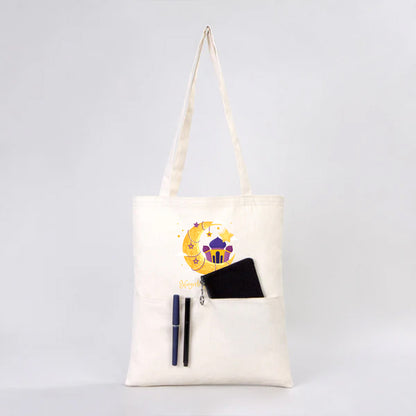 35x40 cm Gabardin Çift Cepli Bez Çanta - Bayram Çantası