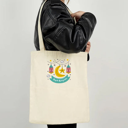 35x40 cm Gabardin Çift Cepli Bez Çanta - Bayram Çantası