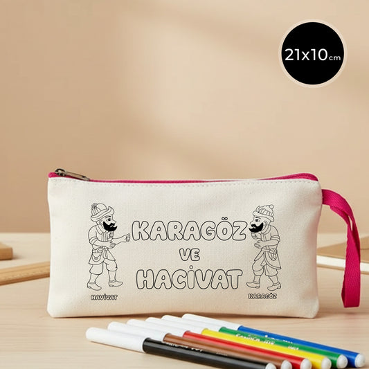 Boyanabilir 21x10 cm Fuşya Fermuarlı Bez Kese - Bayram Harçlık Cüzdanı