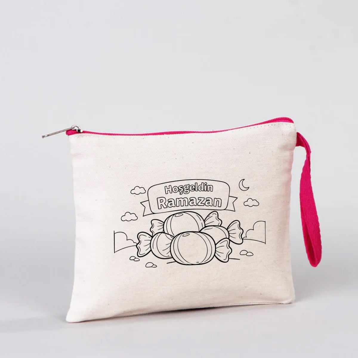 Boyanabilir 21x15 cm Fuşya Fermuarlı Clutch - Bayram Kesesi