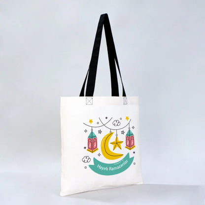 40x35 cm Siyah Gabardin Bez Çanta - Bayram Çantası