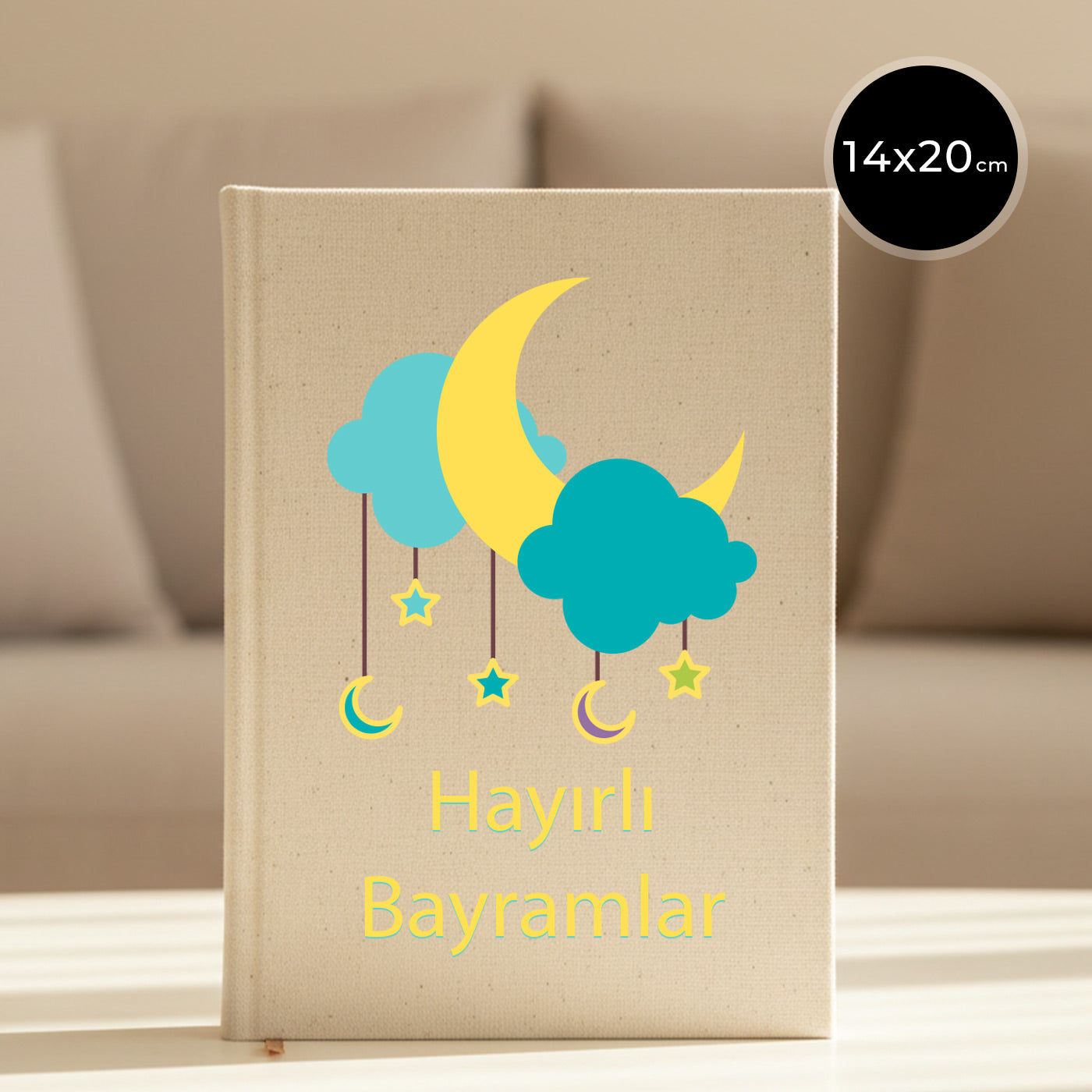 14x20 cm Ham Renk Kanvas Defter - Bayram Hediyesi