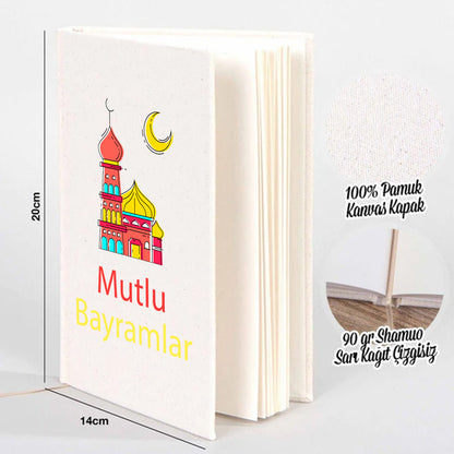 14x20 cm Ham Renk Kanvas Defter - Bayram Hediyesi