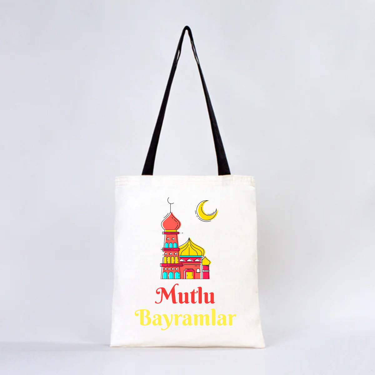 35x40 cm Siyah Kulp Ham Bez Çanta Baskılı - Bayram Çantası