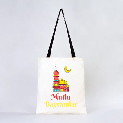 35x40 cm Siyah Kulp Ham Bez Çanta Baskılı - Bayram Çantası