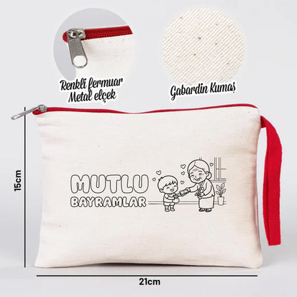 21x15 cm Kırmızı Fermuar Clutch - Bayram Çantası