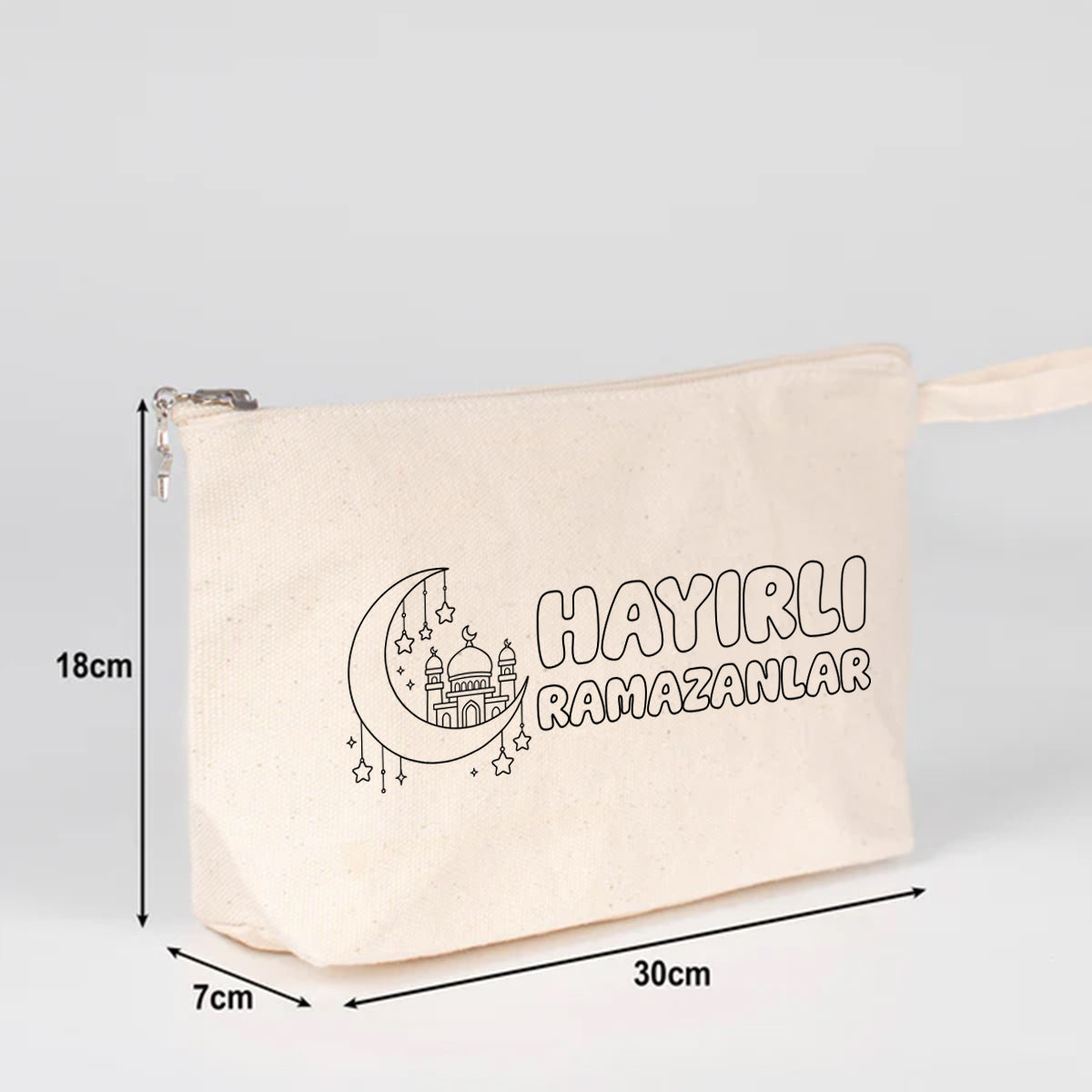 Boyanabilir 30x18x7 cm Ham Renk Kanvas Kalemlik Körüklü - Bayram Hediyesi