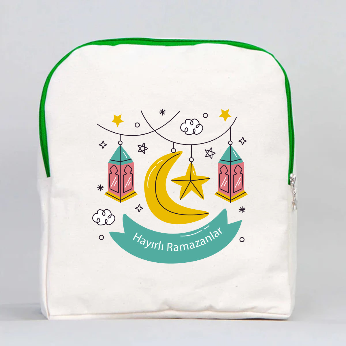 25x32x10 cm Yeşil Renk VIP Kanvas Sırt Modeli - Bayram Çantası